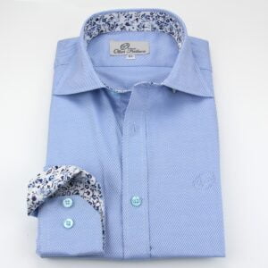 Langarmhemd, blau Twill, Spread-Kragen, Baumwolle, Ollies Fashion