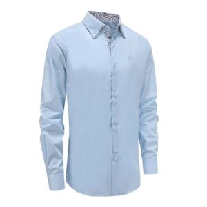 Herrenhemd mit Button-Down-Kragen aus blauer Baumwolle, Ollies Fashion