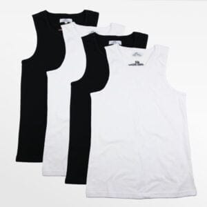 221 Tank Top heren actie 4 stuks zwart en wit Ollies Fashion