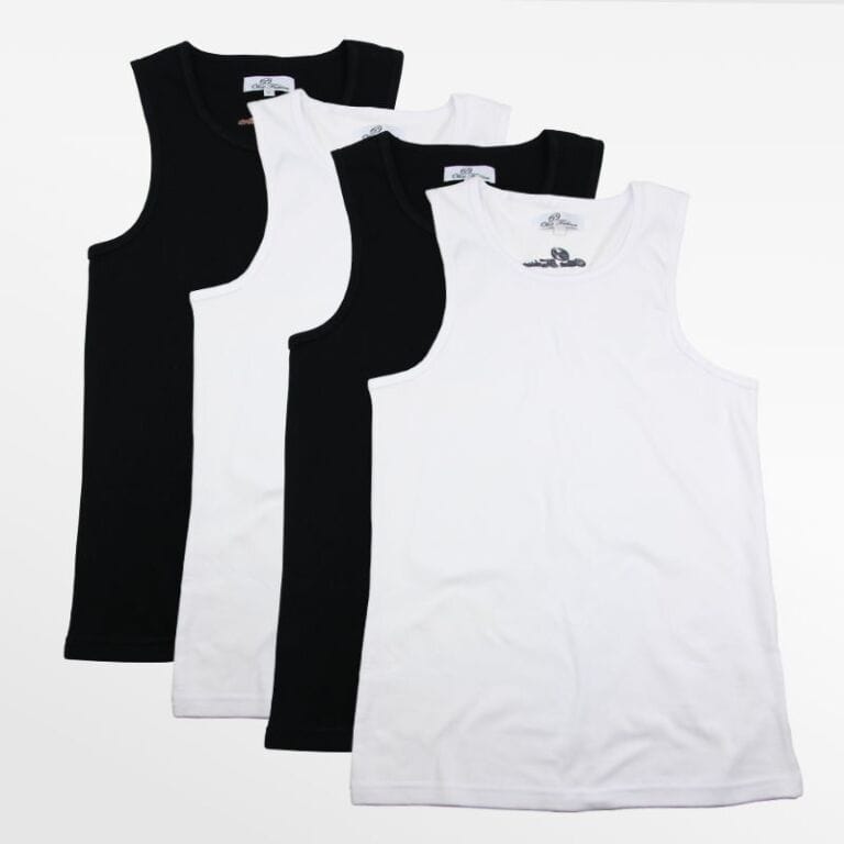 221 Tank Top heren actie 4 stuks zwart en wit Ollies Fashion