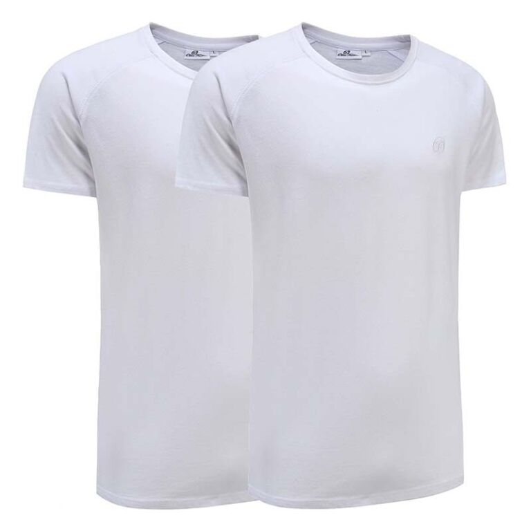 Weiße T-Shirts für Herren, 2er-Pack, 100 % Baumwolle, Ollies Fashion