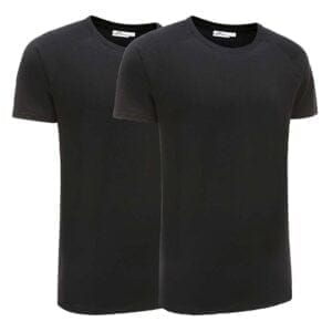Set mit 2 schwarzen Herren-T-Shirts, 100% Baumwolle, 220 Gramm, Ollies Fashion