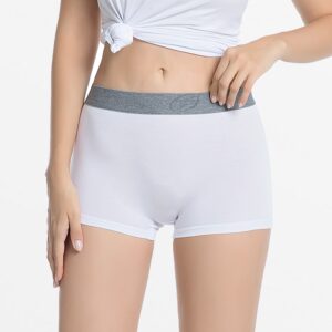 Dames boxershort wit met banen, bamboe Tencel, Ollies Fashion