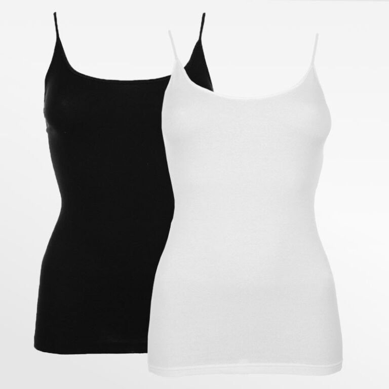 Spaghetti tops for women in bamboo, white and black set, Ollies Fashion