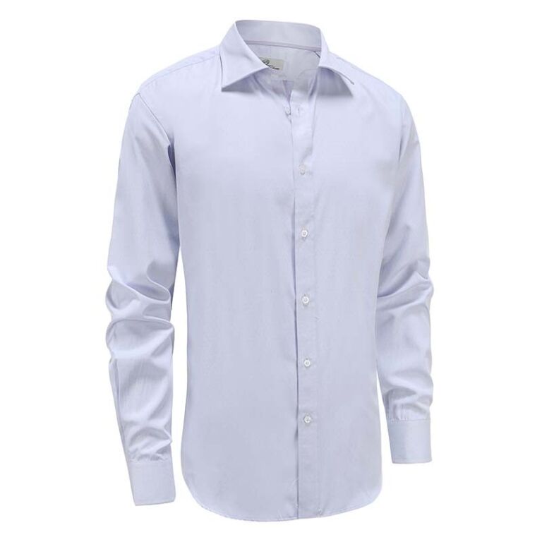 Lilac men's shirt with long sleeves, dobby woven bamboo fabric, semi-spread collar, Ollies Fashion