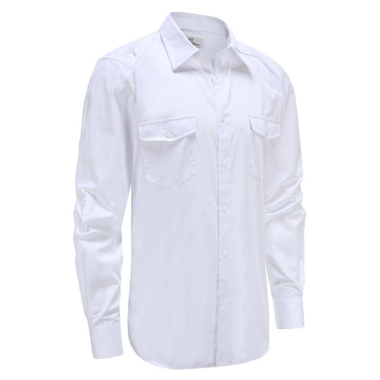Chemise blanche en lin pour homme à manches longues, en bambou, Ollies Fashion, avec poche poitrine et col cut away.