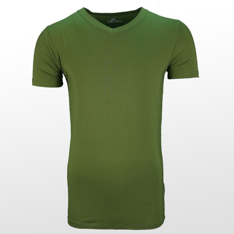 Dunkelgrünes Bambus-T-Shirt für Herren, kurze Ärmel – Ollies Fashion