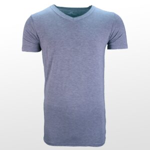 Graues Herren-T-Shirt mit schwarzen Ärmel- und Kragenakzenten, aus Bambus, Ollies Fashion