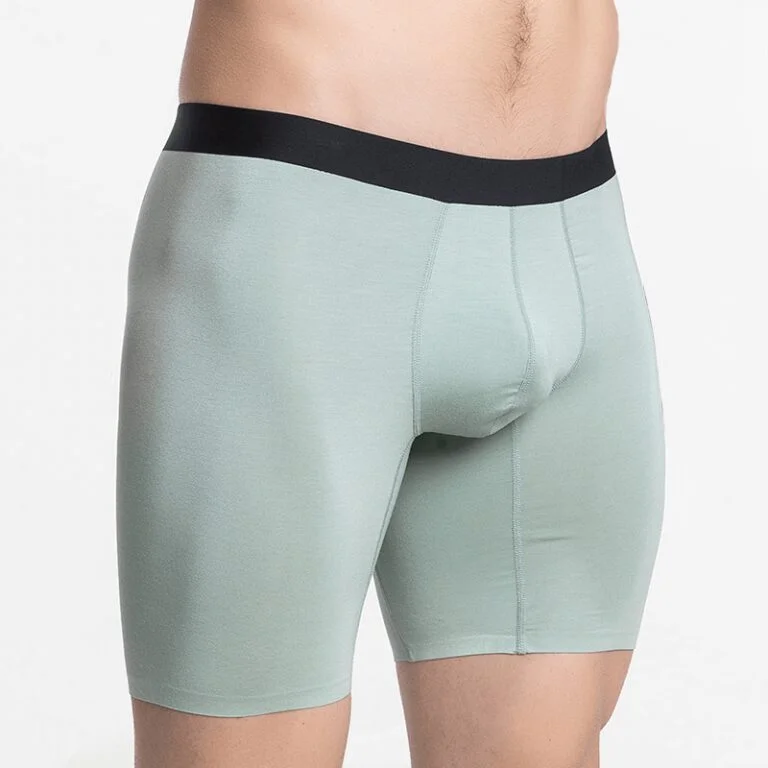 Long men's boxer shorts, green, Micro Modal underwear