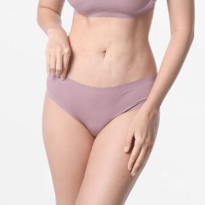 Nahtloser auberginefarbener Slip für Damen, aus MicroModal.