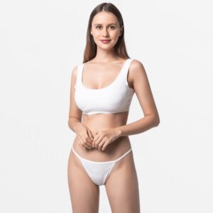 Ivorfarbene Damen Tanga String aus Tencel Micro Modal, Ollies Fashion.