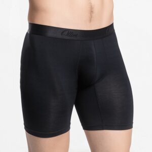 Vanta schwarze lange Herrenboxershorts aus MicroModal von Tencel.