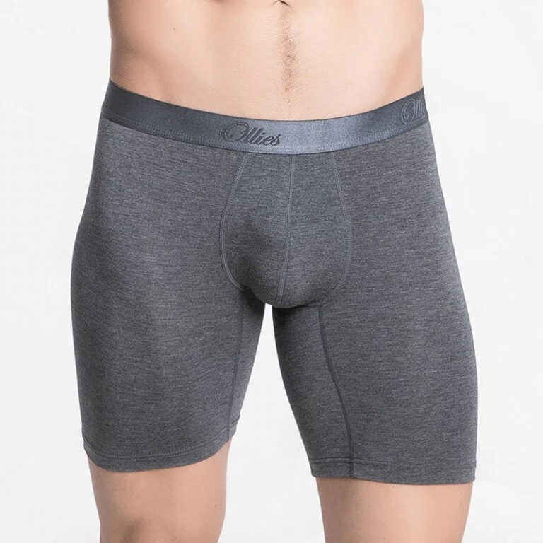 Long men's boxer shorts, cool gray, Modal Tencel™ underwear