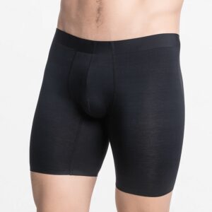 Nahtlose schwarze lange Herrenboxershorts aus Micro Modal von Tencel, Ollies Fashion