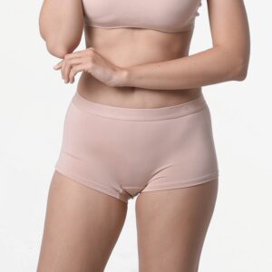 Beige Boxershorts für Damen mit flachen Nähten aus Tencel Micro Modal, Ollies Fashion.