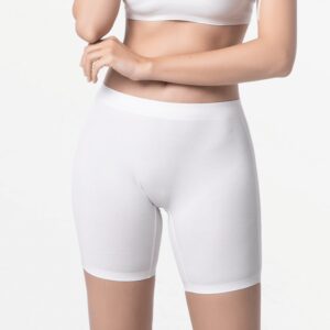 Lange Damen-Boxershorts in Elfenbein, nahtlos aus Tencel Micro Modal, Ollies Fashion.