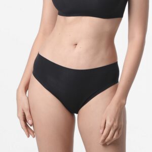 Bequeme Damenunterwäsche in Schwarz, nahtloser Bikini-Slip aus Tencel MicroModal.