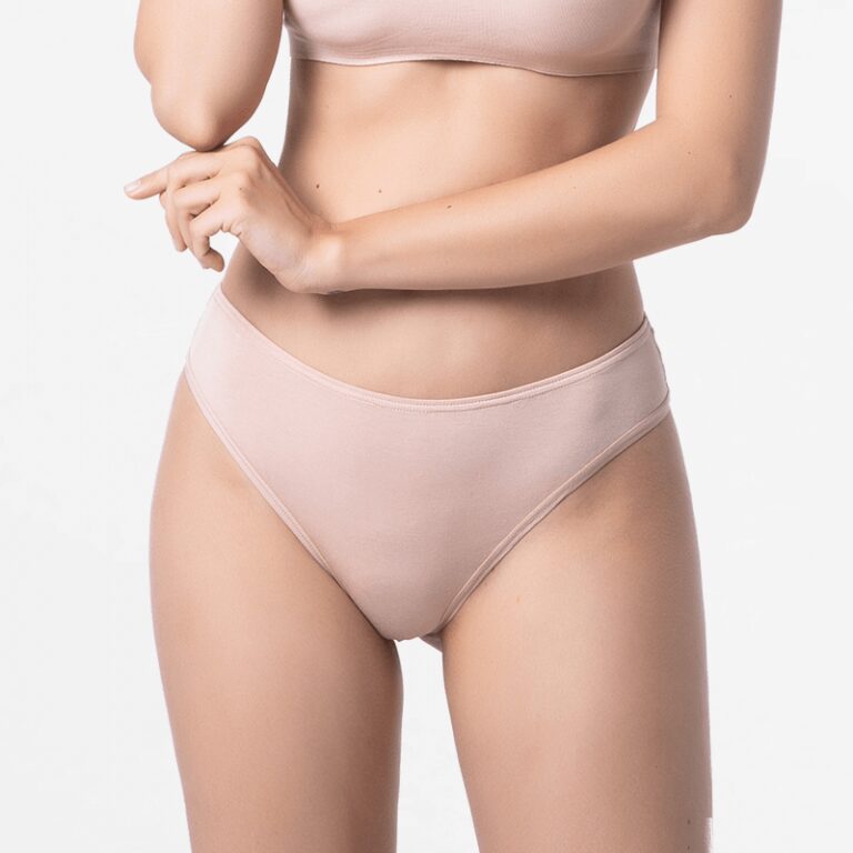 Beige Damen-Brazilian-String aus Micro Modal von Ollies Fashion.