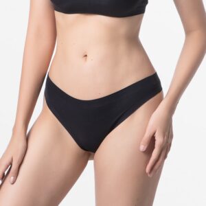 Nahtloser Damen Brazilian String in Schwarz aus Tencel Micro Modal, Ollies Fashion.