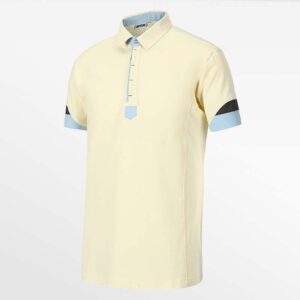Poloshirt für Herren in Gelb mit blauen Ärmel- und Kragendetails, HCTUD