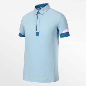 Herrenpoloshirt mit kurzen Ärmeln in Blau mit weißen Details, Micro Modal von Tencel, HCTUD