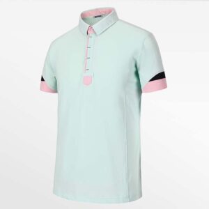 Herren Poloshirt in Mintgrün mit rosa Akzenten, Micro Modal, HCTUD.