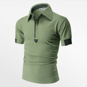 Heren polo in groen met antraciet details en korte mouwen, 100% katoen, HCTUD