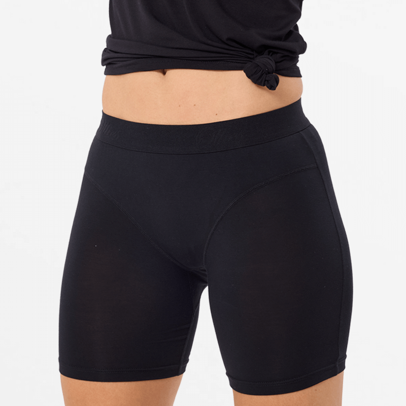 Damen Boxershorts Bambus Lang Schwarz